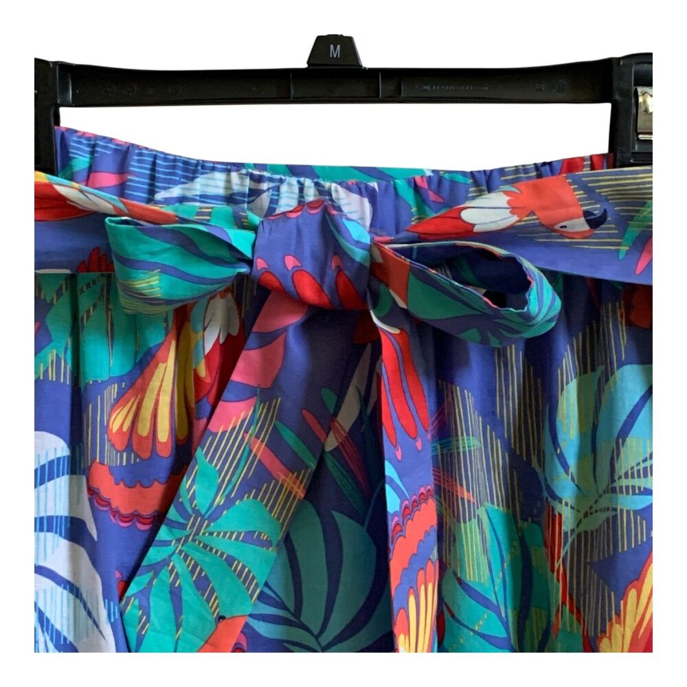 Talbots Midi Skirt SIZE PL Tropical Hawaiian Pleated Pockets Lined Ruffled Beach - Picture 3 of 13
